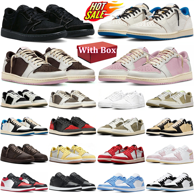 designer Basketball shoes travi scott low 1 1s lows mens sneakers woman trainers Black Toe Neutral Olive with box