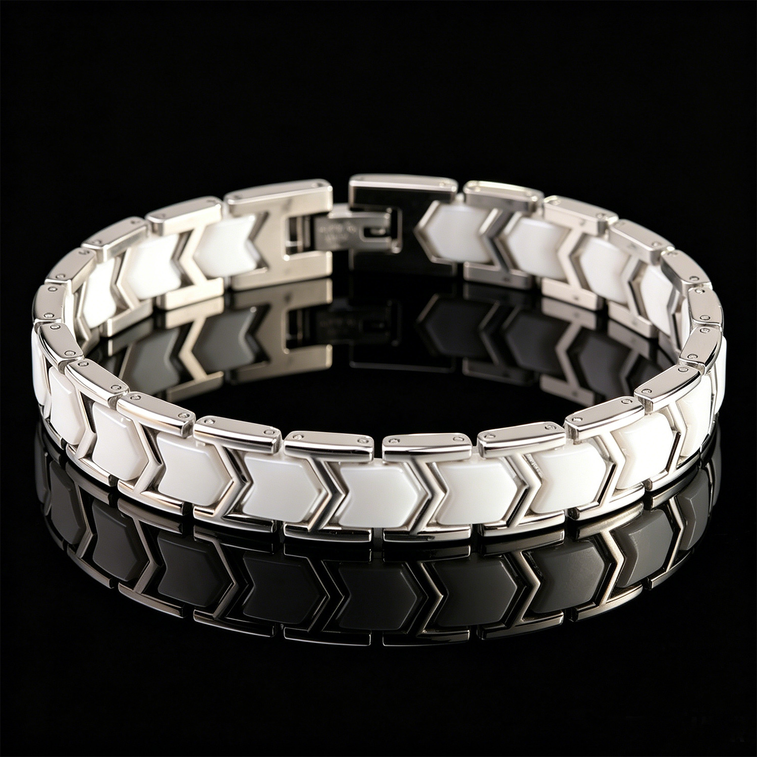 New In 10MM Black And White Ceramic 2 Tone Steel Bracelet Fashion Spliced Stainless Steel M Versatile Chain For Women And Men Bijoux Jewelry Wholesa