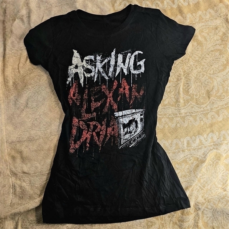 Y2k Clothing Aesthetic Womens Letter Print Gothic Cute Top Street Apparel Grunge T-shirt Retro Casual Short Sleeve T-shirt 260625