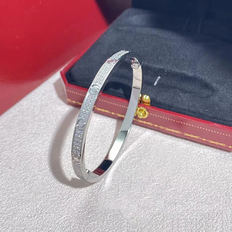 Bangle screw bracelet bangle designer for women with screwdriver stainless steel gold plate charm bracelets 4mm full diamond bangles woman valentine