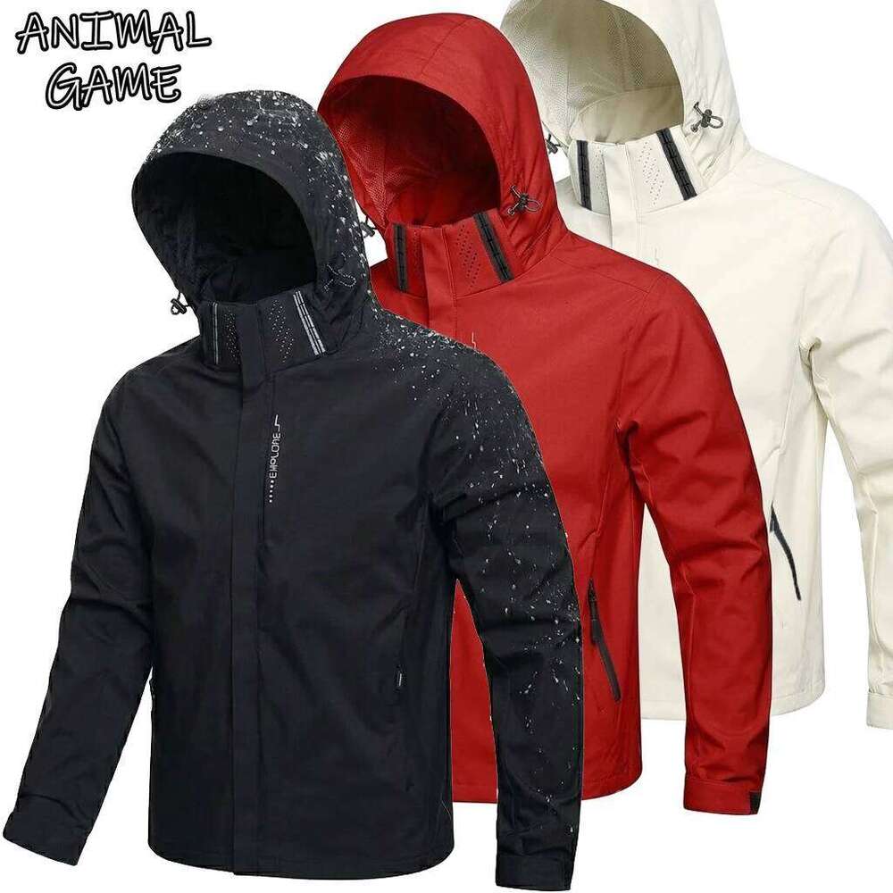 Mens Outdoor Waterproof Windproof Hoodie Coats Lightweight Cycling and Hiking Raincoat Work Jacket Man Climbing Outerwear W260626