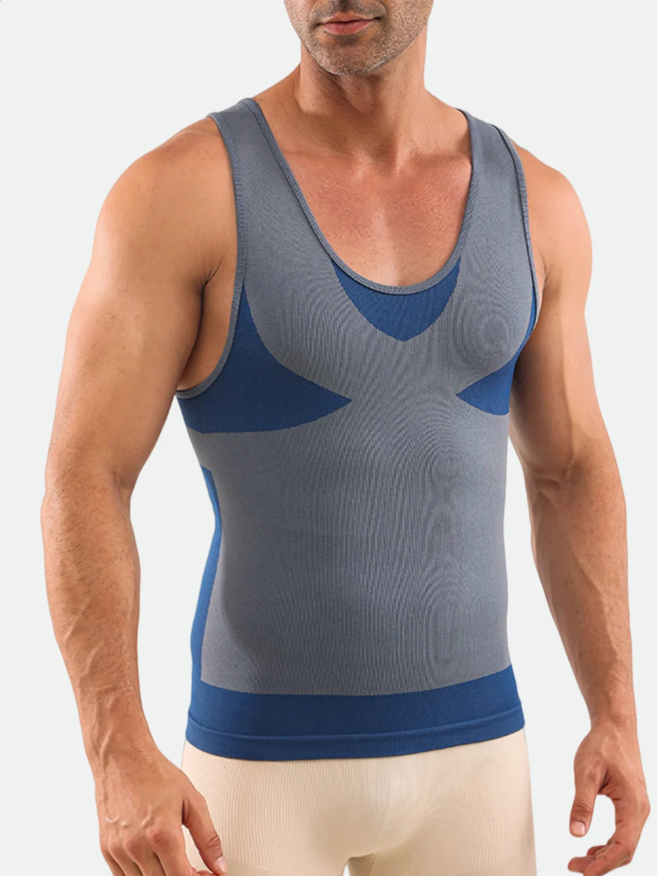 Mens Compression Shirt Undershirt Square Cut Sleeveless Muscle Tank Top Workout Vest Slim Fit AShirt for Abs Abdomen Support 260625