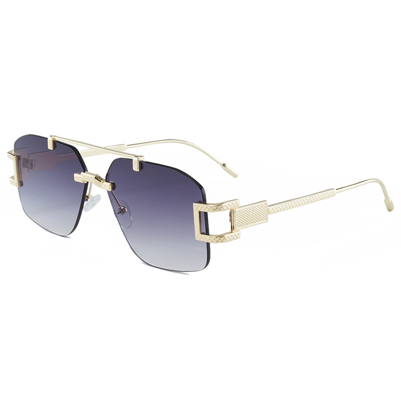 Square Rimless Sunglasses Women Men Cut Edge Black Double Bridge Small Frame Sun Glasses Designer Retro Shade D Eyewear UV400 oculos