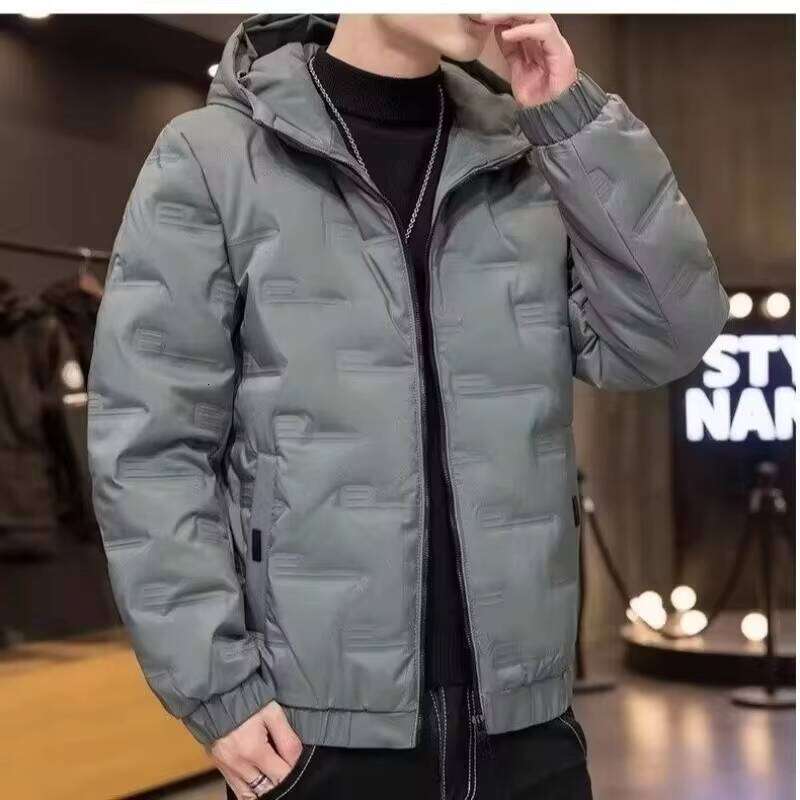 Hooded down jacket men's short 2025 new brand trendy cool thick winter coat W260626