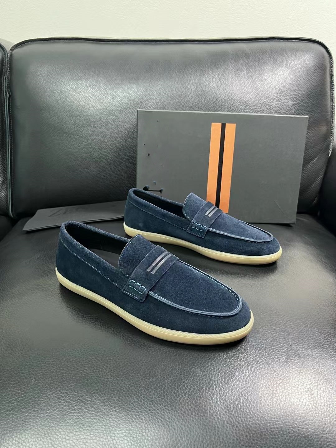 Designer Luxury Low top Men's Black Leather & Suede Casual Shoes High Quality Rubber Sole Calf Leather Trainers Skateboard Casual Walking 38-46
