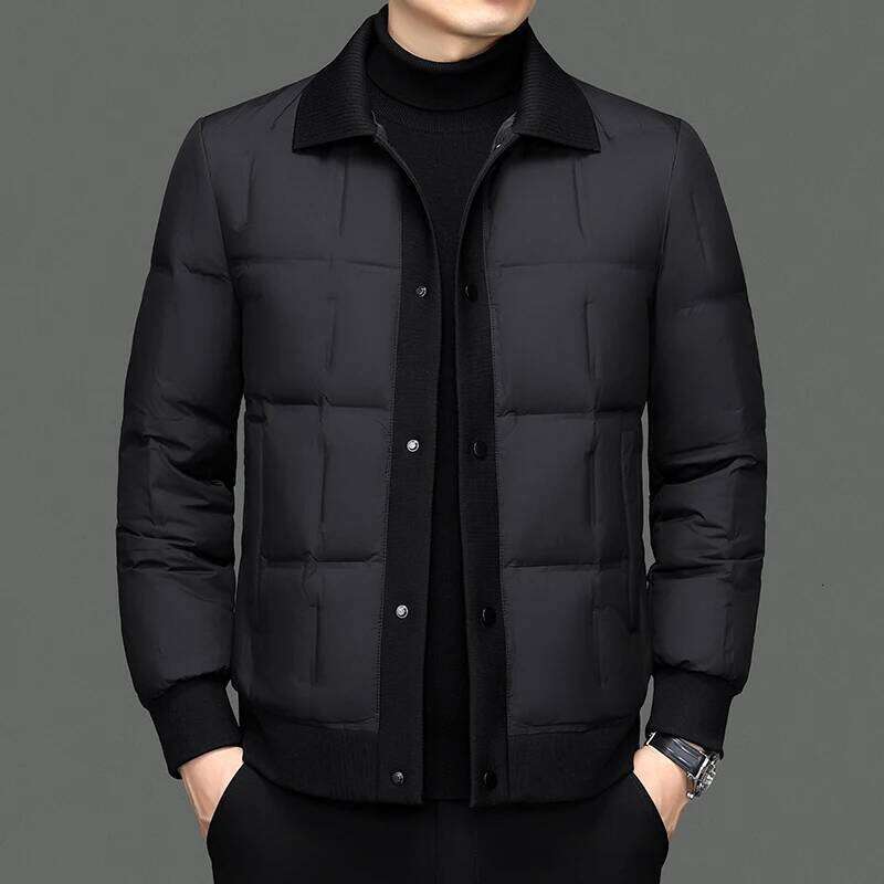 2025 Autumn Winter White Duck Coat Fashion Business Casual Warm Jacket Turn Down Collar Outerwear Men J260626
