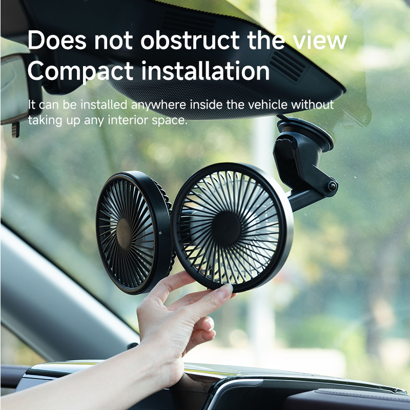 Telescopic Dual Joint Car Dual Head Fan Multi Angle Rear Seat Cooling Fan-image-1112261059