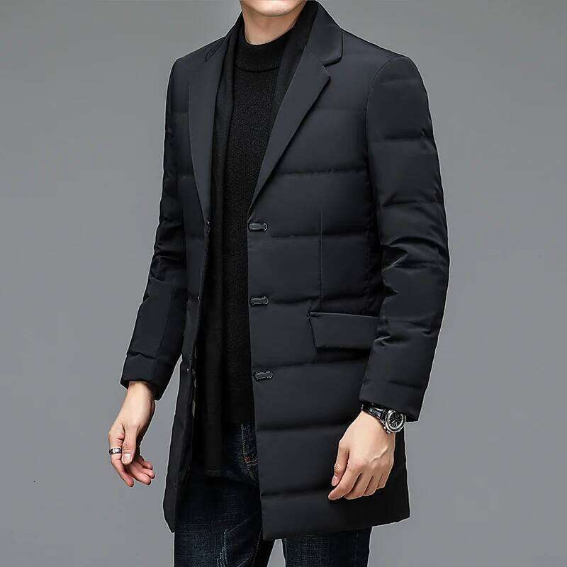 Men's Winter Fashion High-Quality Jacket 90% White Duck down Warm Coat with Removable Scarf Suit Collar M-4XL Sizes W260626
