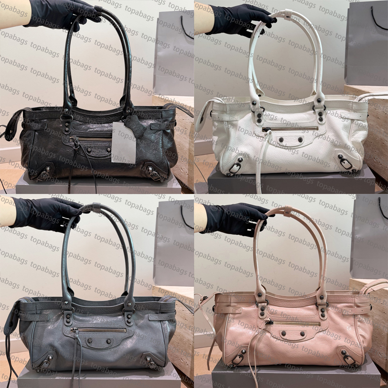Le City designer bags for women new fashion East-West motorcycle bag retro rivets top quality lady luxury underarm bags classic vintage handbags tot