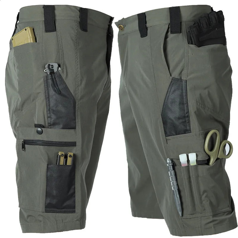 Tactical Camouflage Shorts Outdoor Work Pants Mens Multi-pocket Casual Cargo Short Pants Quick Dry Wear-resisting Shorts Male 260625BJ