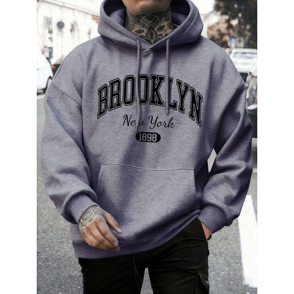 Brooklyn New York Printed Mans Sweatshirt Autumn Loose Hoodies Multicolor Vintage Pullovers Unisex Casual All-Match Clothing W260626
