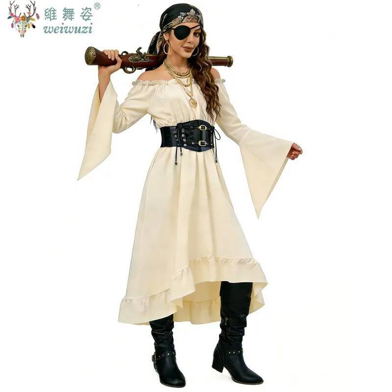 Costume Capitan Jack Costumi da pirata per uomo Donna Carnevale di Halloween Abito cosplay pirateria caraibica medievale retrò