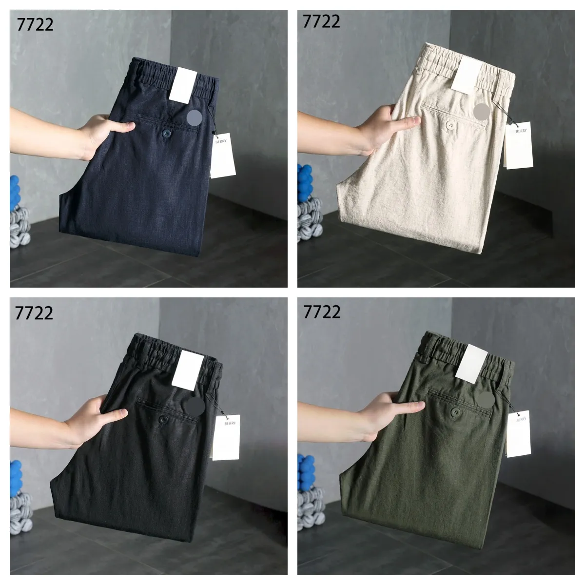 Designer Mens Pants Luxury Brand Embroidered Logo Linen Cotton Pant Mens Fashion Casual Loose Breathable Comfortable Straight Trousers
