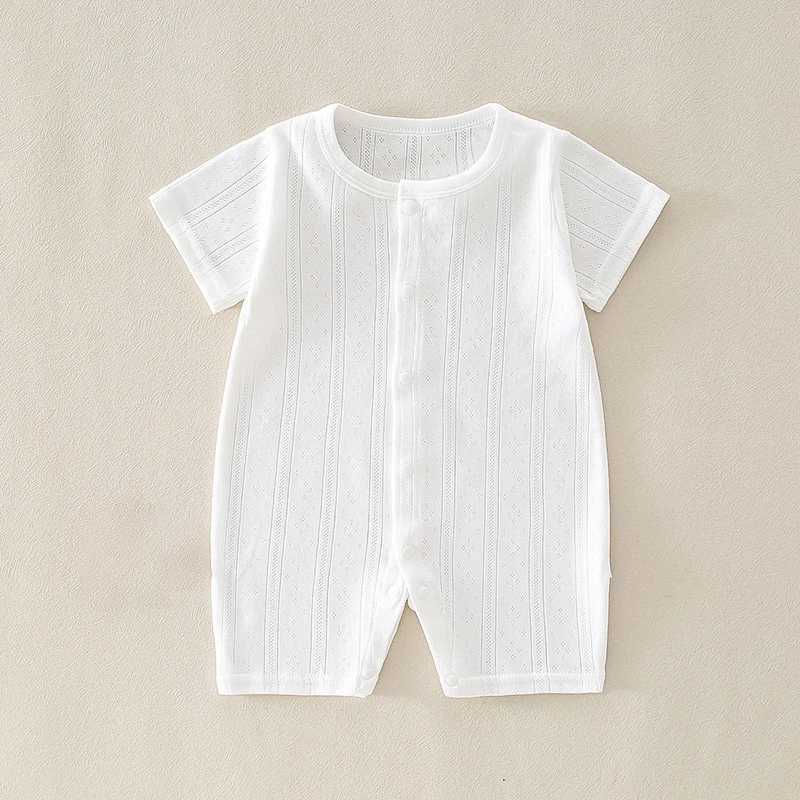 Baby Short Sleeve Romper Breathable Hollow Knit Solid Color Jumpsuit Thin Summer Air Condition Daily Outfit Y2606255ZFB
