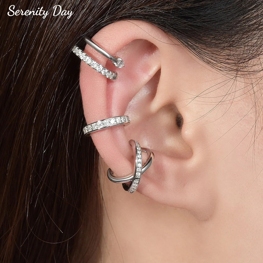 Serenity All D Earrings for Women Men S925 Sterling Silver Lab Diamond Ear Clip Plated 18K No hole to wear Girl Gift 260910