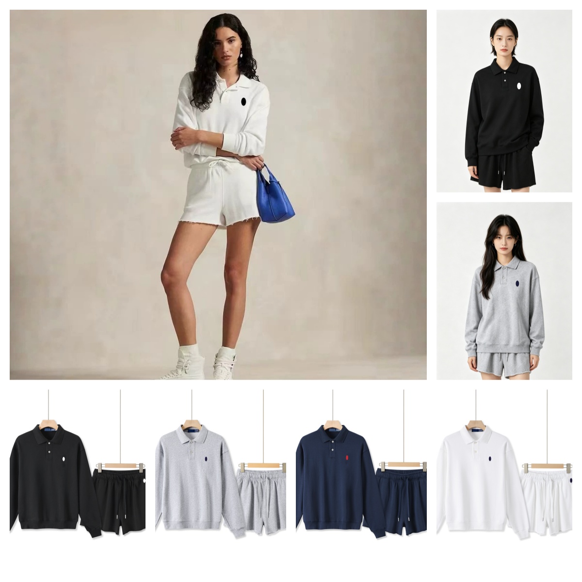 Designer Hoodies Womens Classic Embroidery Logo Lapel Long Sleeve Hoodies Set Drawstring shorts Curly Side Casual Sports Outfit Hot Pants