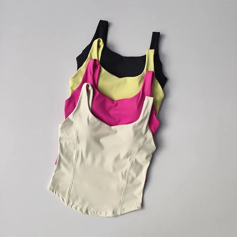 High Strength Back Fitness Tank Top Womens Running Shockproof Sports Bra High Elastic Gathering Nude Yoga Bra for External Wear 260626