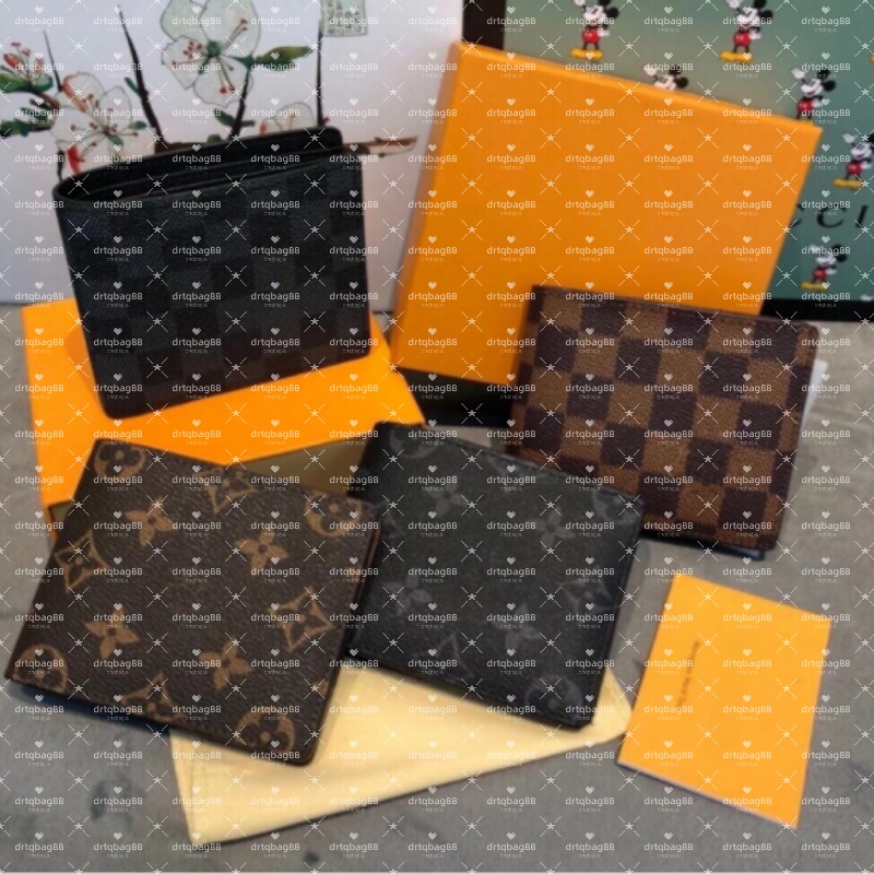 High quality New Designers Luxury Genuine Leather Wallets cardholder France Paris plaid style luxurys mens wallet designers women wallet Purse Cross