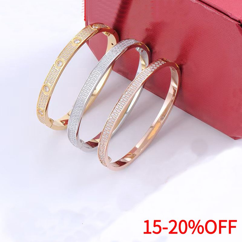 c a r t ier bracelets brand Crystal Classic Three Row Diamond Cuff Bracelet Fashion 316L Titanium Steel Designer Men's and Women's Bracele