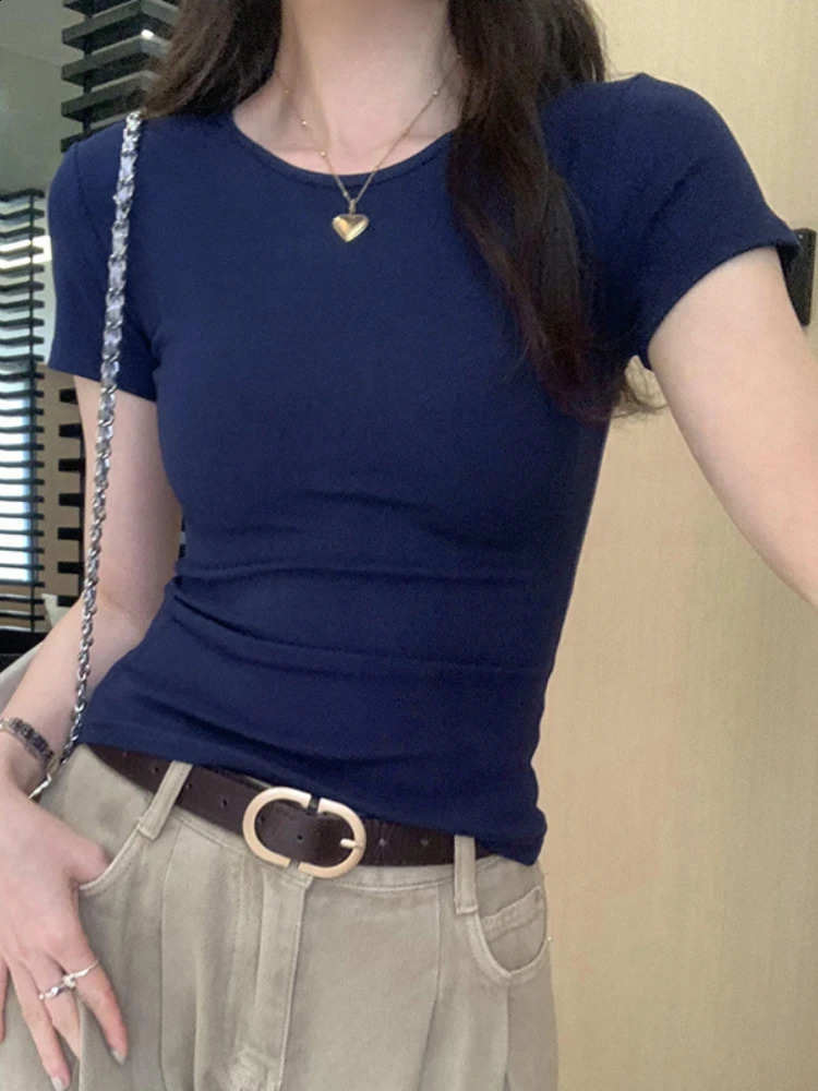 2026 O Neck Solid T Shirt For Women Basic Tshirts Female Casual Tops Long Sleeve Sexy Slim Tees Korean Style Womens Clothing 260625