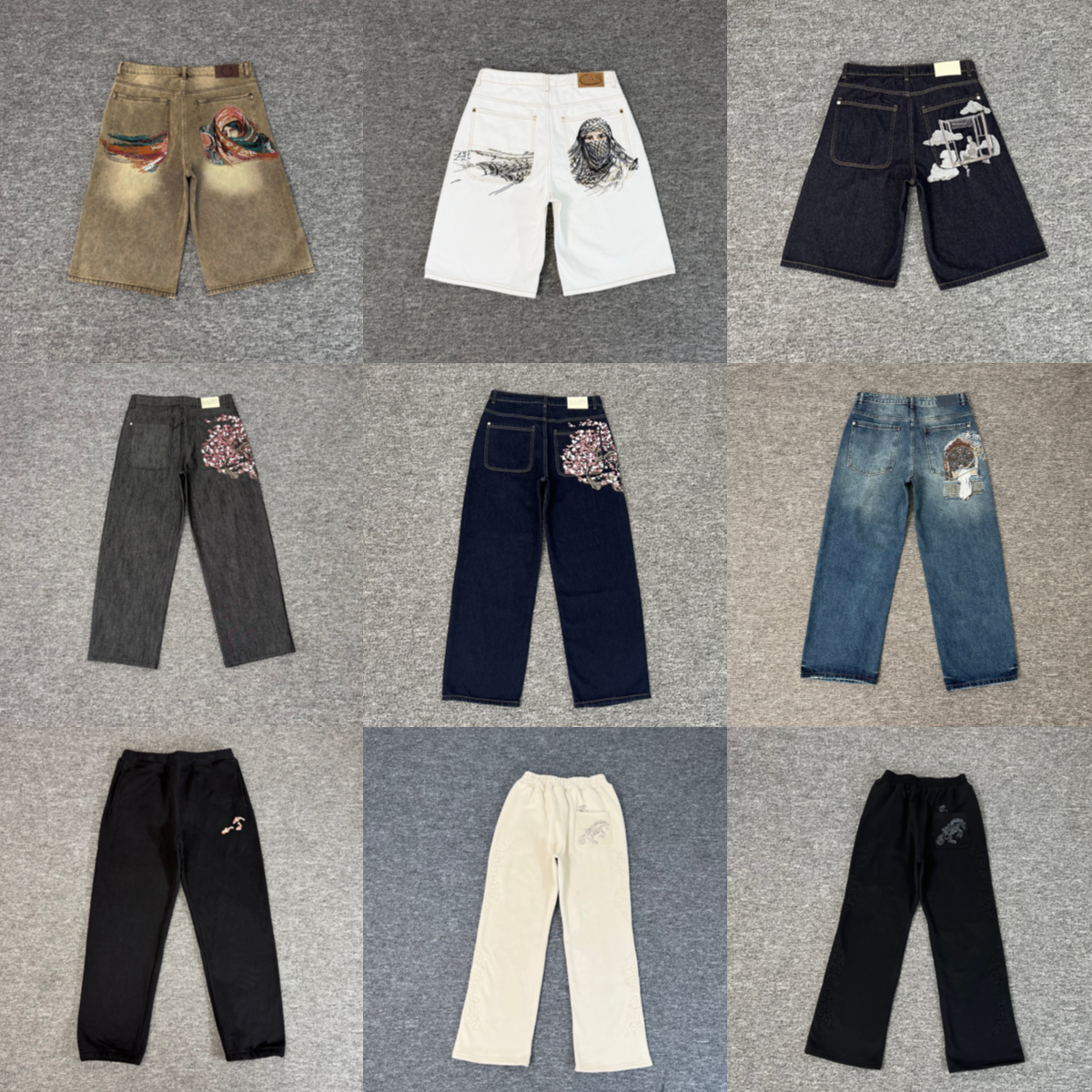 mens designer derschutze jeans Cherry Blossom Embroidery Denim Pants women Baggy Straight Wide Leg Jeans luxury brand fashion street sweatpants-image-975859830