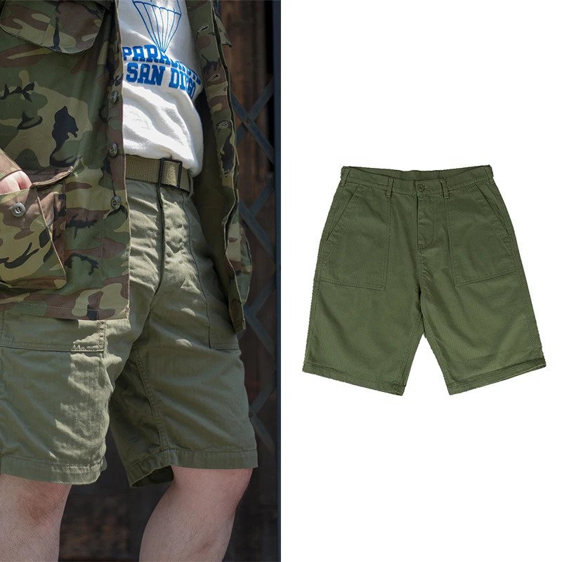 Vintage OG107 olive green shorts HBT camouflage clothing military summer cotton short pants cargo casual tactical for men 260625BJ