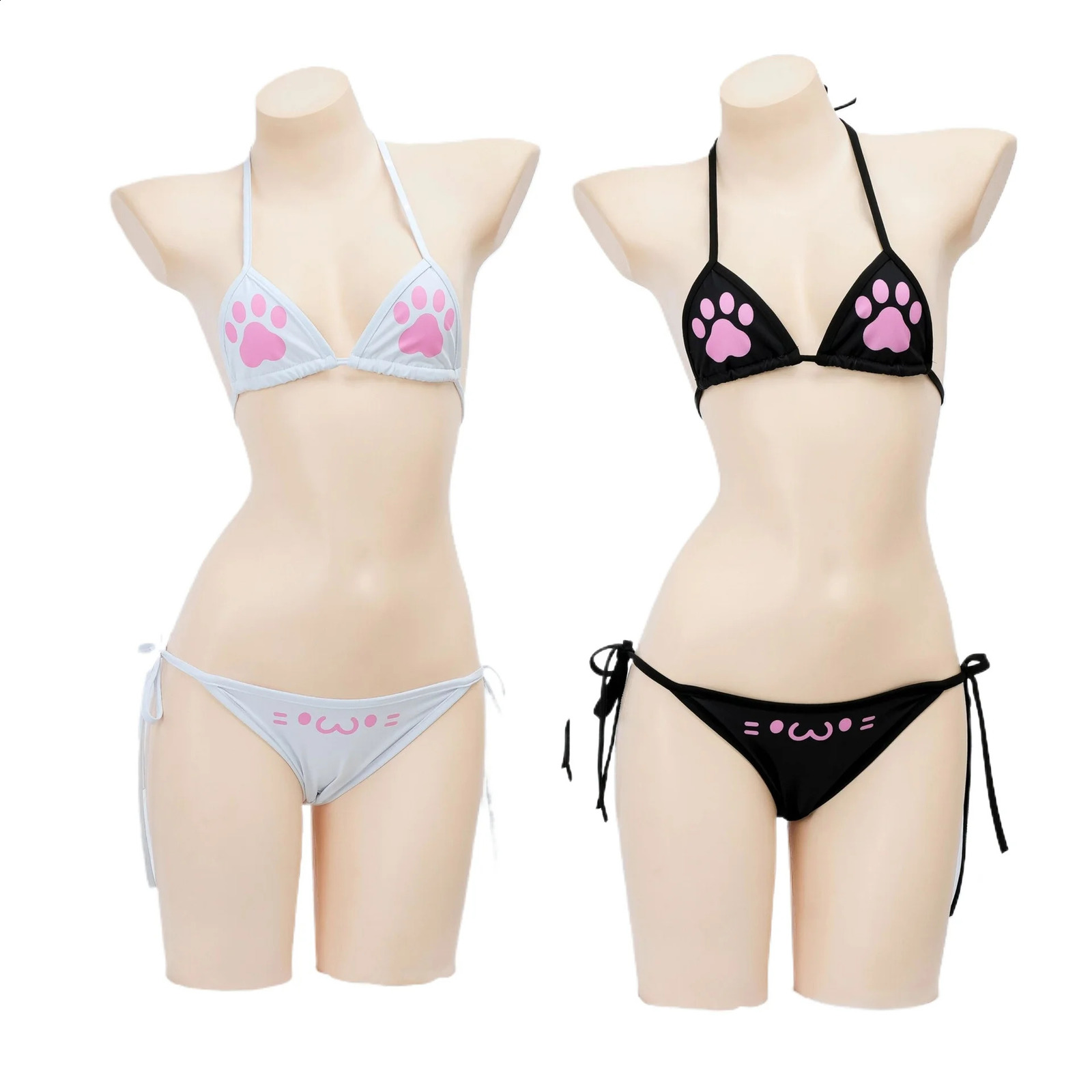 Japanese Kawaii Cat Paw Micro Bikini Set for Girl Women Bathing Suit Bandage Backless Mini Swimsuit Underwear Lingerie 260623