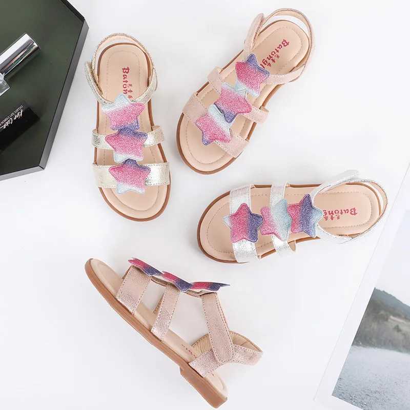 High Quality Girls Sandals Korean Style Summer Children Beach Shoes For Girl Gladiator Style Open Toe Sandals Gold Silver Pink Y2606267MNV