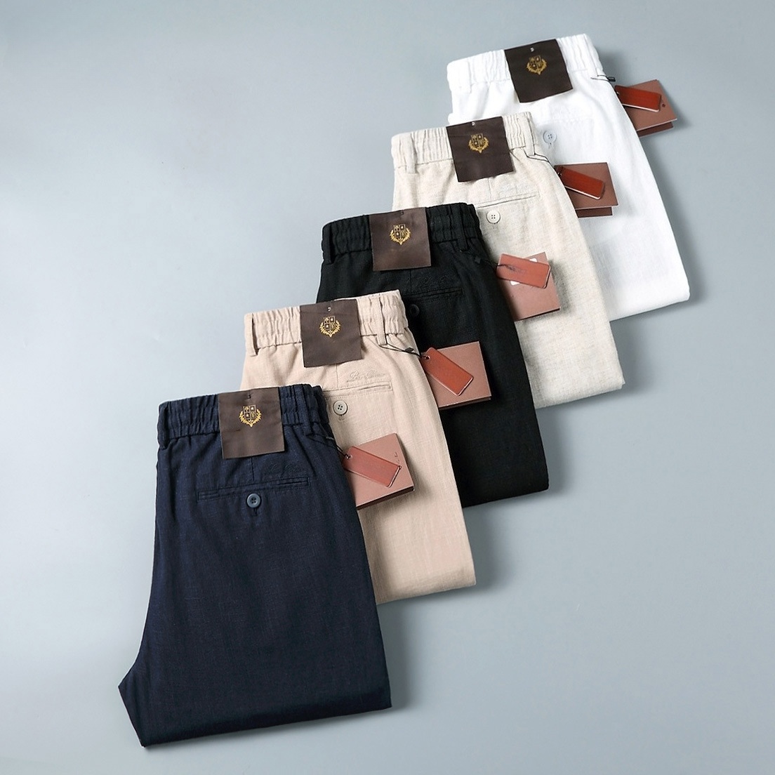 LP Pants Designer Mens Pants Lorolys Piano Embroidered Letter Logo Linen Cotton Pant Summer Sports Casual Cool Iron Fashion Straight High Waist Mens