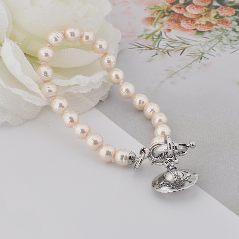 Saturn Jewelry Designer Vivienneewestwood Vivi Ennewestwood Luxury Bracelet For Woman Men Luxe Bangle Exquisite Pearl Saturn Bracelet Fashion Womens