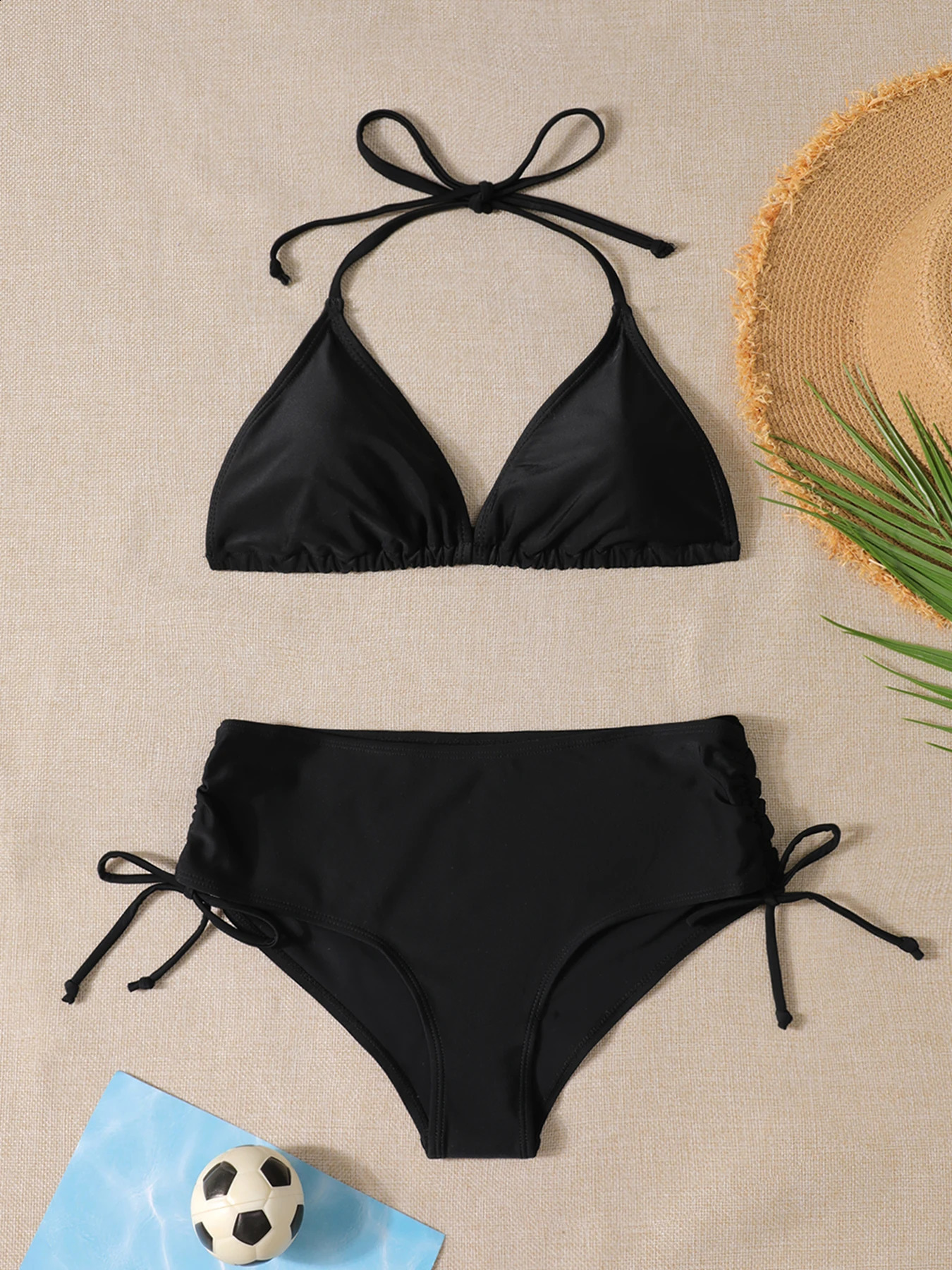 Summer Sexy Black Two-piece Triangle Bikini Swimsuit Womens Beachwear Fashion Summer Bikini 260623