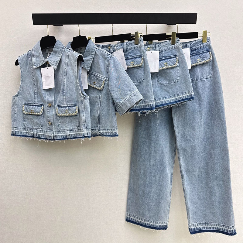 26SS Designer Summer New Fashionable Versatile Retro Leisure High Quality Jacquard Brand Letter Denim Medium length Jacket with Same Series Women�
