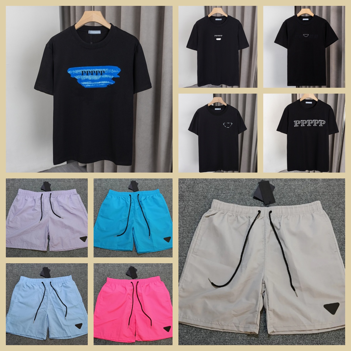 Praadia Mens T Shirts Designer Man Tshirts Shorts Tees Summer Breathable Tops Unisex Shirt With Budge Letters Design Short Sleeves