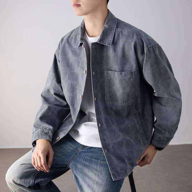 Man Japanese Streetwear Oversize Plus Size Shirt Men Vintage Washed Cotton Long Sleeve Loose Casual Cargo Shirts Coat Jacket W260626