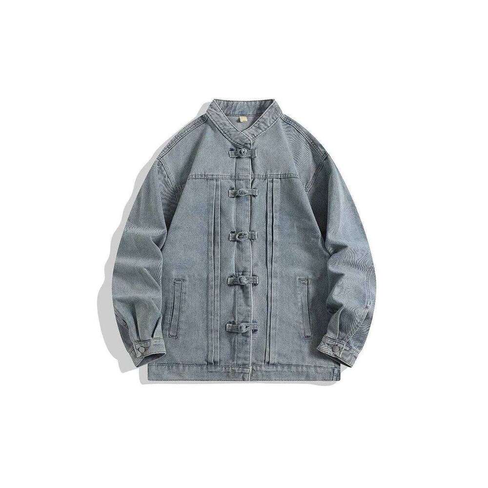 Vintage Chinese Style Denim Jacket Men Streetwear Oriental Clothes Autumn Male Jeans Coat 2026 Fashion Hip Hop Loose Outerwear W260626