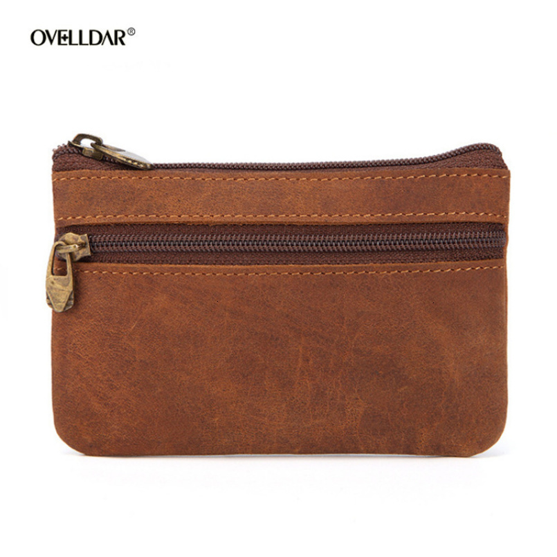 Cow Leather Mens And Womens Change Vintage Coin Bag Headphone Purse Storage Mini For Man Woman w260624
