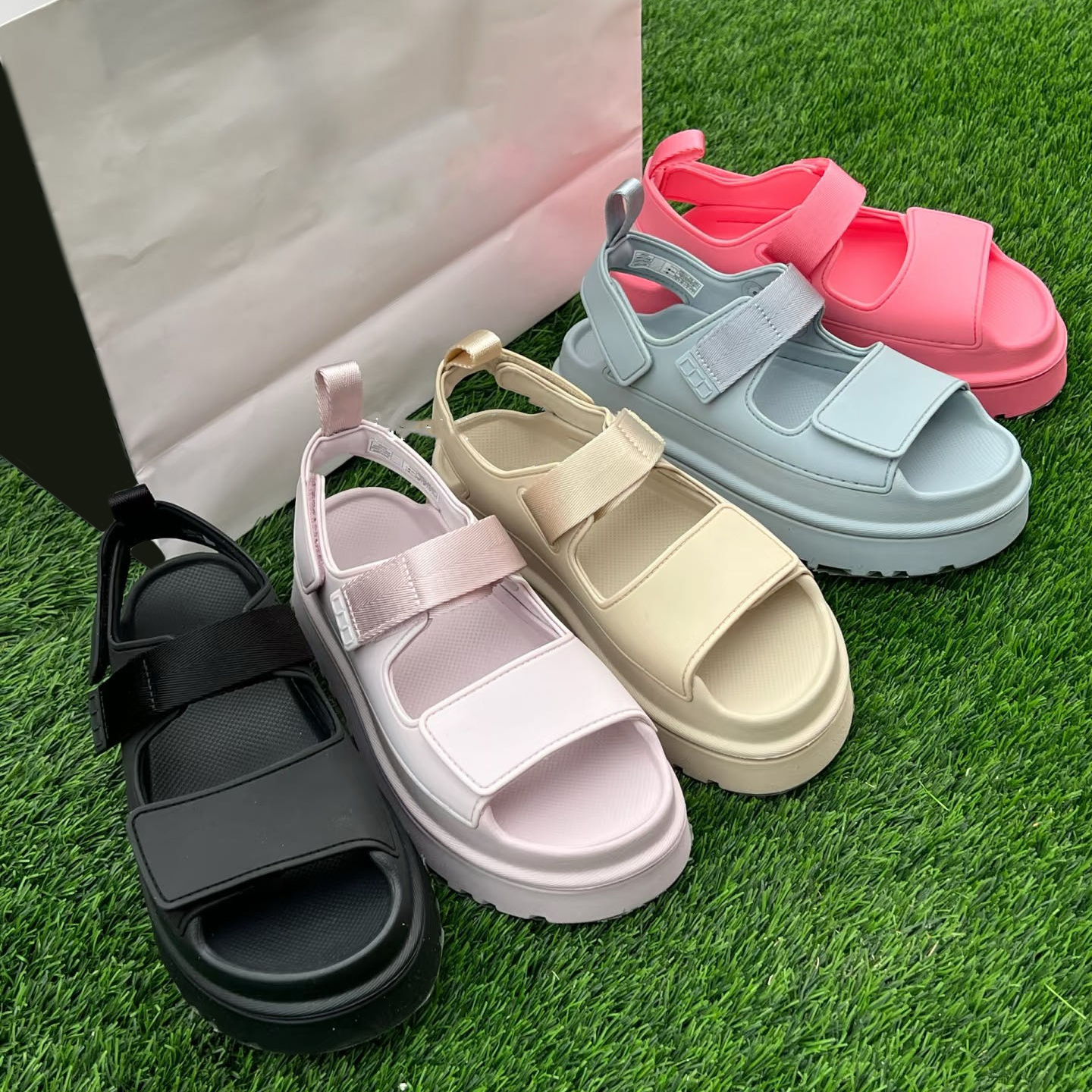 2026 Casual Shoe Goldenglow shoe for man Platform Slide Sandals - Chunky Beach EVA Slides, Waterproof Comfort, Pink, Size Free Shipping