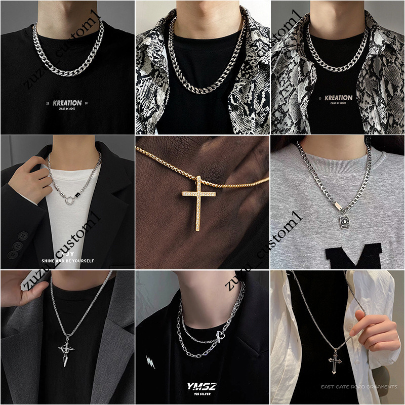 2025 New Creative Fashion Trendy Men's Necklace Korean Style Jewelry Set Chain Cross-Border Simple