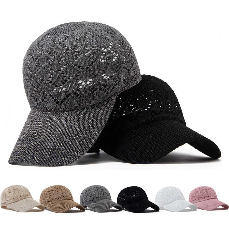 Hollow Out Knitted Baseball Diamond Women Summer Mesh Sun Visor Casual Vintage Female Trucker Hat SnapLady For Outdoor M260626