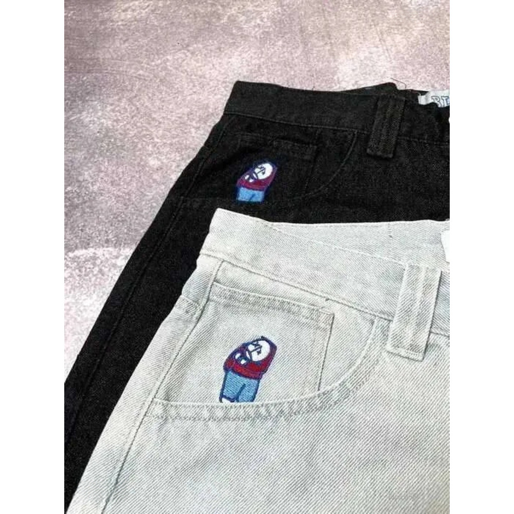Bigboy 2026Summer New Big Boy Embroidery Shorts For Men Y2k Hip Hop Denim Shorts Harajuku Fashion Streetwear Jorts Vintage Baggy High Quality Cartoo