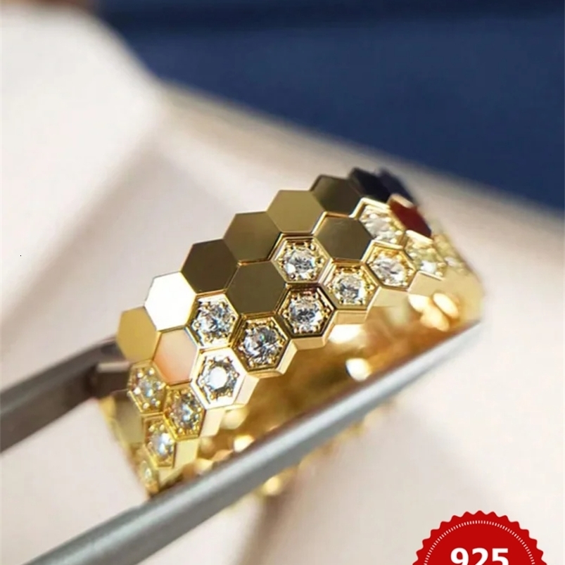 925 Sterling Silver Zircon Simple Delicate Honeycomb 3pc Set Ring For Women Engagement Wedding y High Quality Fine Jewelry 260625