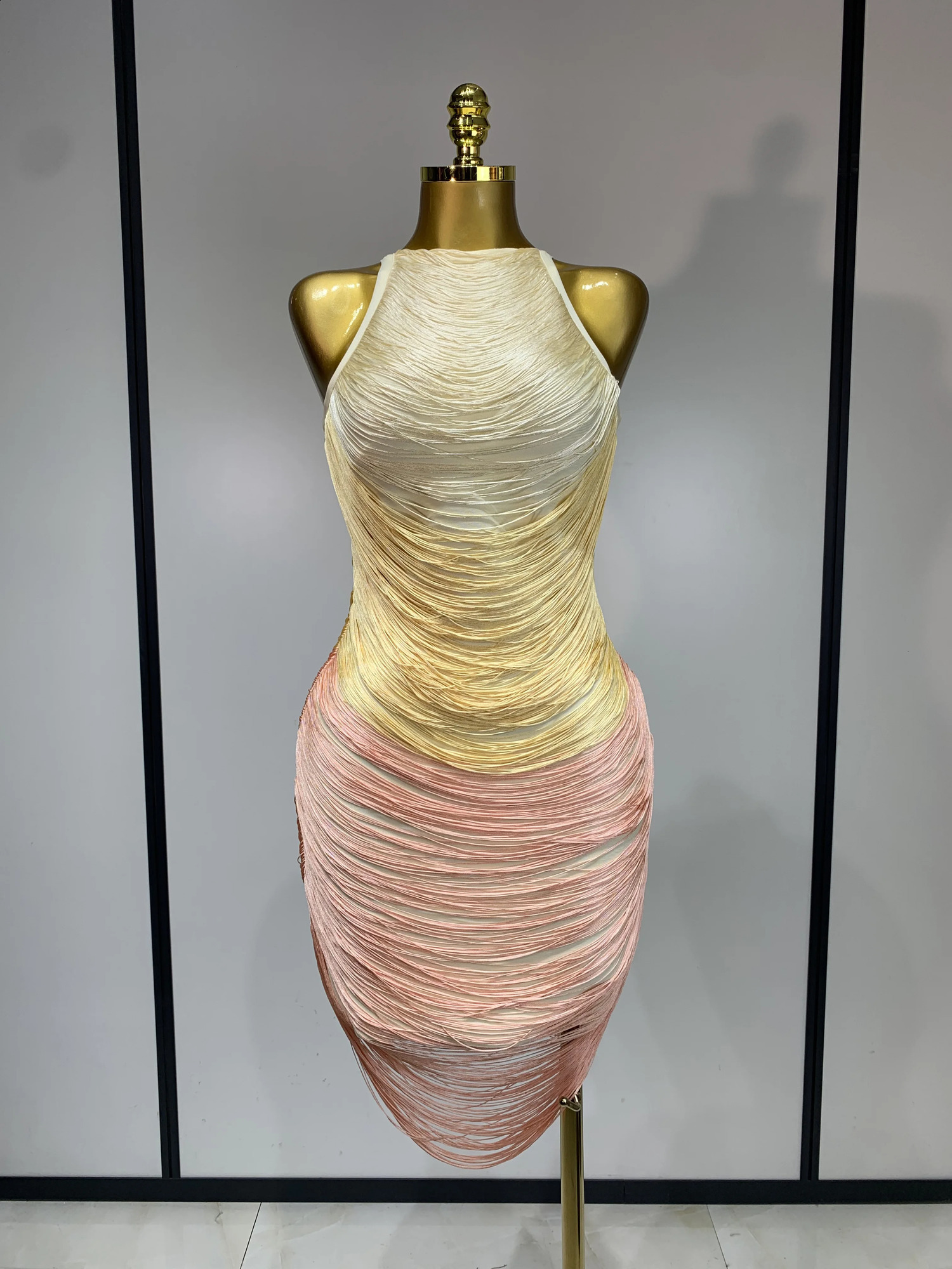 Women Fashion Gradient Tassel Bodycon Bandage Dresses Celebrity Elegant Evening Party Club Birthday Dress Knitted Clothing 260625