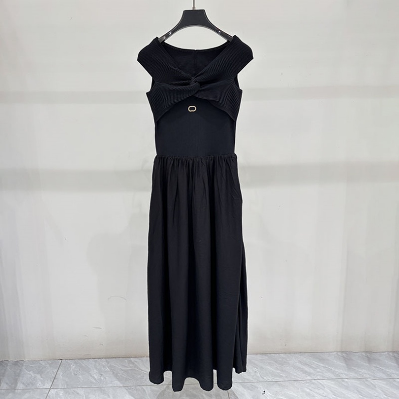Luxury Elegant Evening Dress Women Slim Ruched Sexy Knitted Black Dresses Summer Party Chic Stylish Skirt