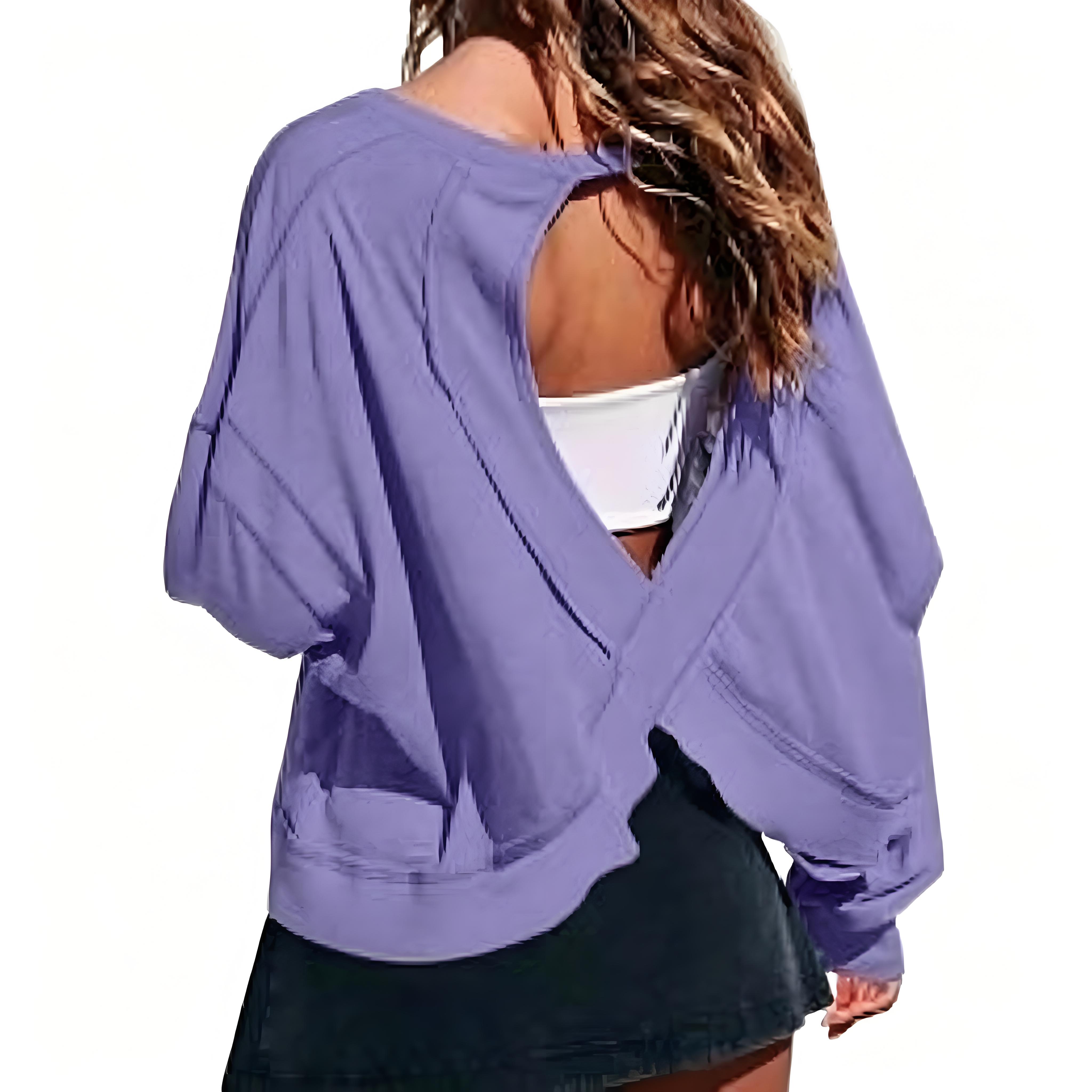 2026 New New Arrival Womens Open outdoor Back Training Top Oversized Sports Solid Color Long Sleeved Irregular Bottom Gym Running Yoga Shirt Free Sh