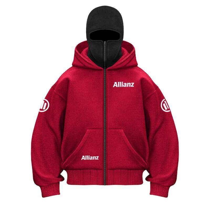 Allianz logo 2026 Men and women Motorcycle Jacket Gothic Winter New Double Fashion Sweatshirt Men's Hooded Mask Zipper Sp W260626