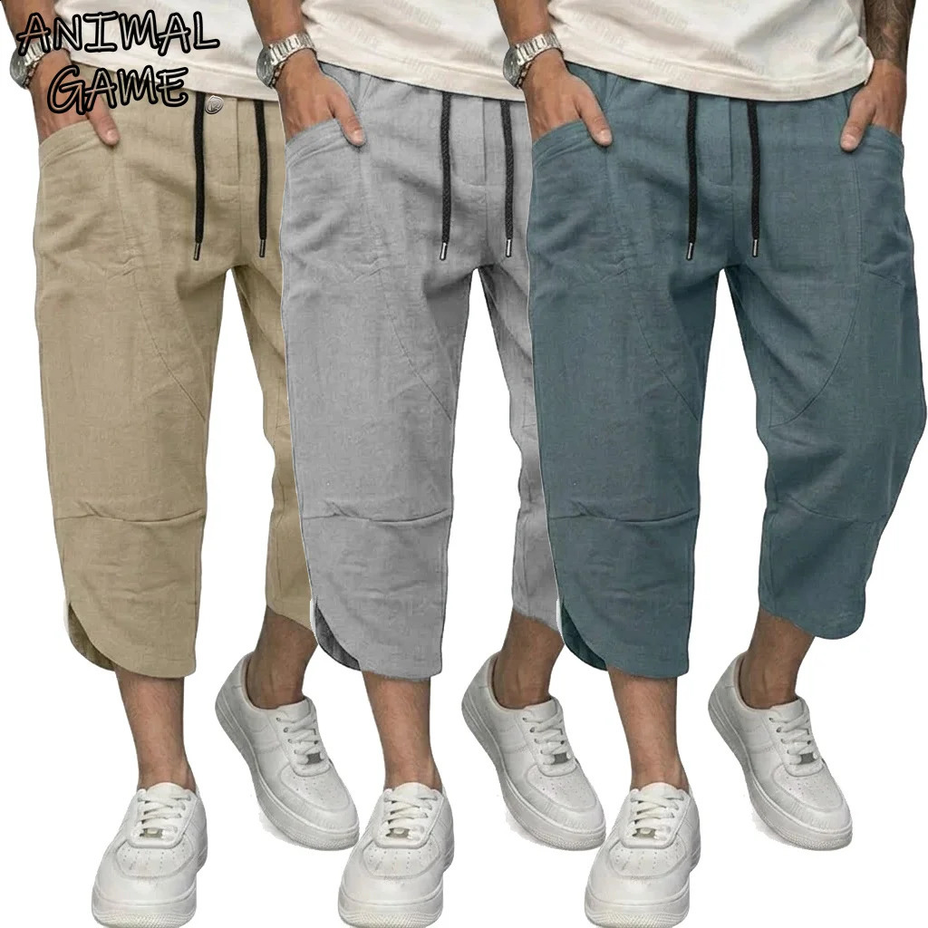 Summer Linen Short Pants Man Lightweight for Men Breathable Baggy Pant Outdoor Mens Cotton Multipocket Trousers 260617