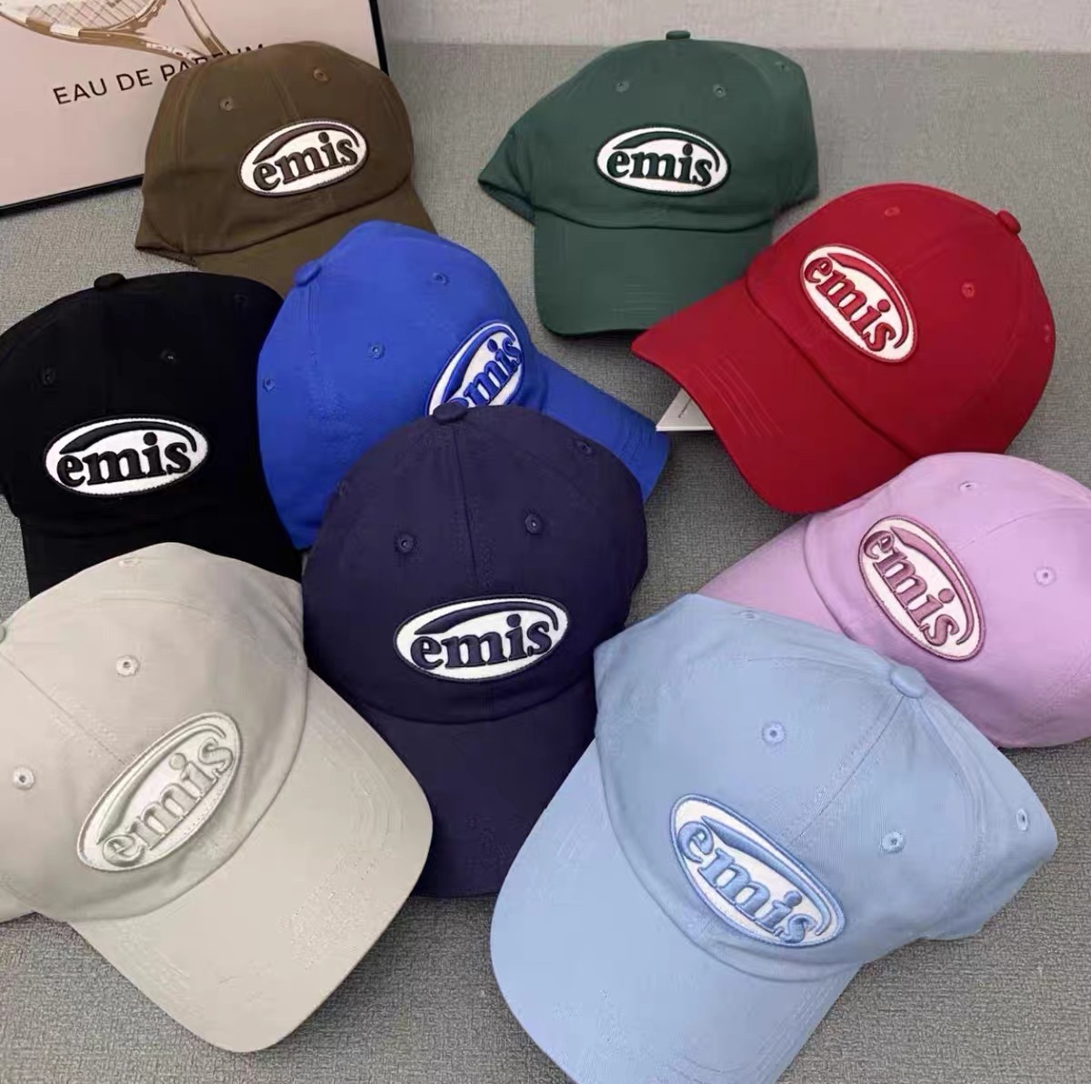 Korean Coke emis women's summer hat, baseball cap, women's casual solid color soft-top cap in navy blue