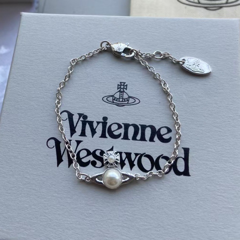Saturn Jewelry Designer Vivi Ennewestwood Viviennelies Westwoodies Luxury Bracelet For Woman Men Luxe Bangle Half-pearl Small Orb Bracelet