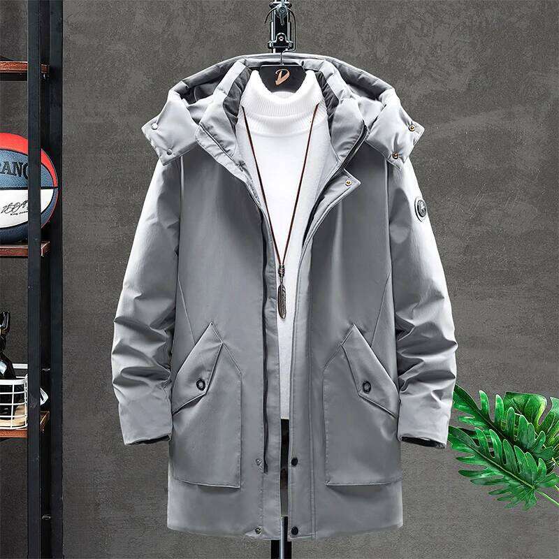 Outdoor Cold and Wind Protection Men's Mid-length Mountaineering Classic White Duck Down Couple Cotton-padded Jacket W260626
