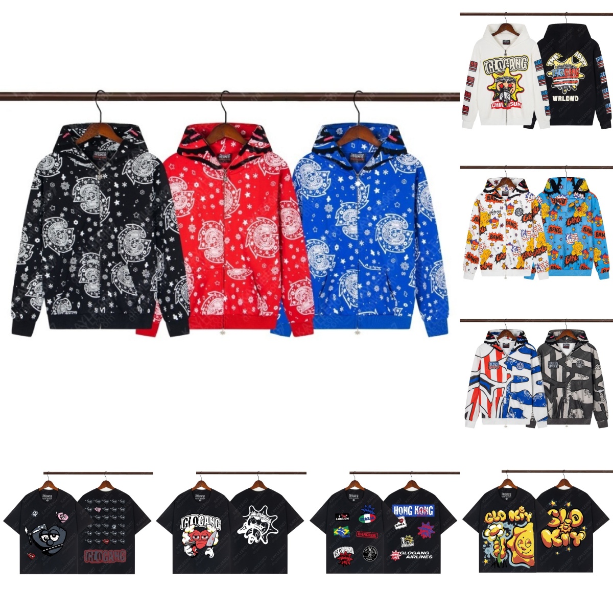 Glo Gang designer hoodie men womens zip up hoodie brand sweatshirt outdoor jogger Hoddies fashion tech fleece luxury pullover Popular summer mens t